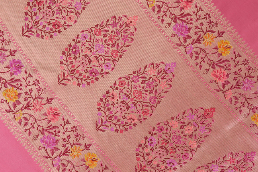 Pink Meenadar Kadhua Pure Silk Banarasi Saree | Stuti Weaves