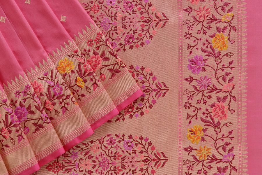 Pink Meenadar Kadhua Pure Silk Banarasi Saree | Stuti Weaves