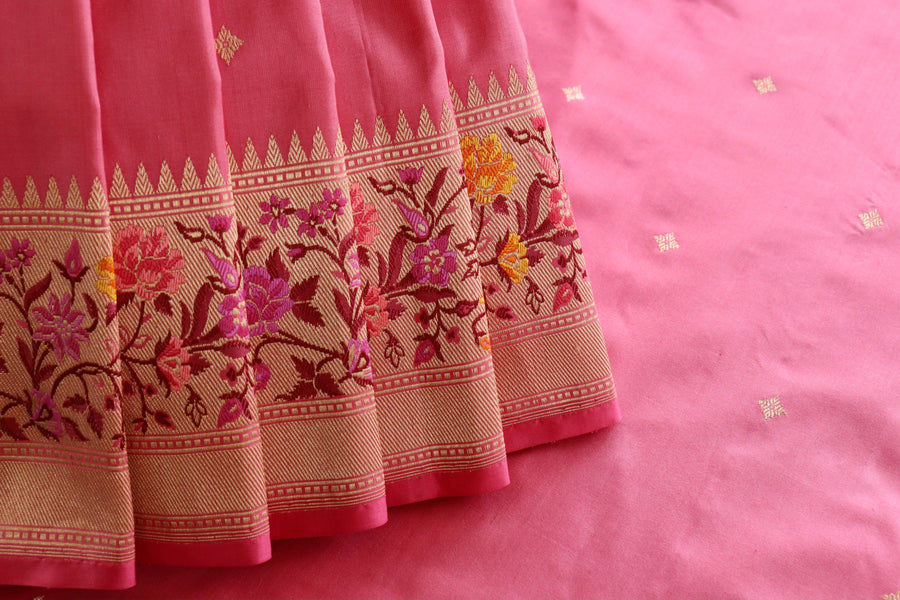 Pink Meenadar Kadhua Pure Silk Banarasi Saree | Stuti Weaves