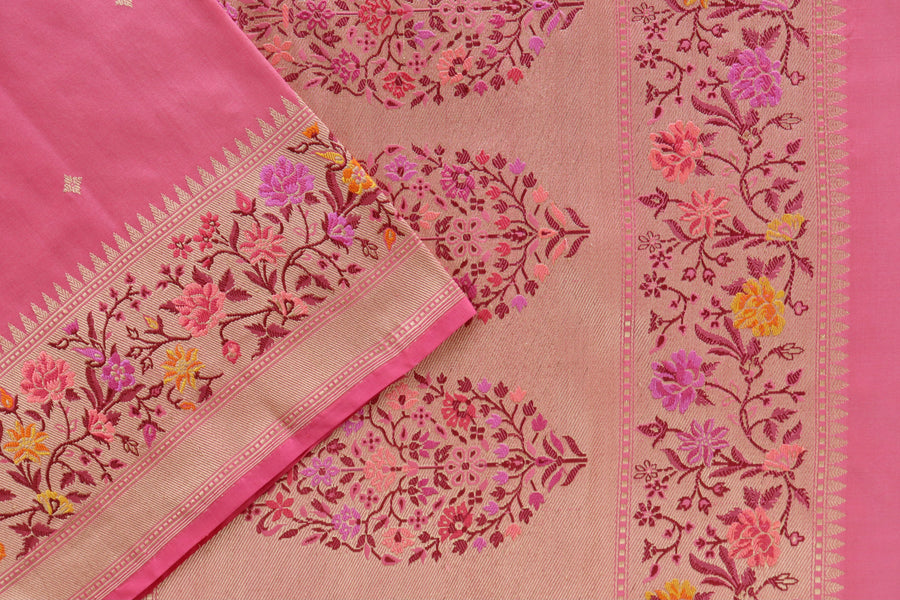 Pink Meenadar Kadhua Pure Silk Banarasi Saree | Stuti Weaves