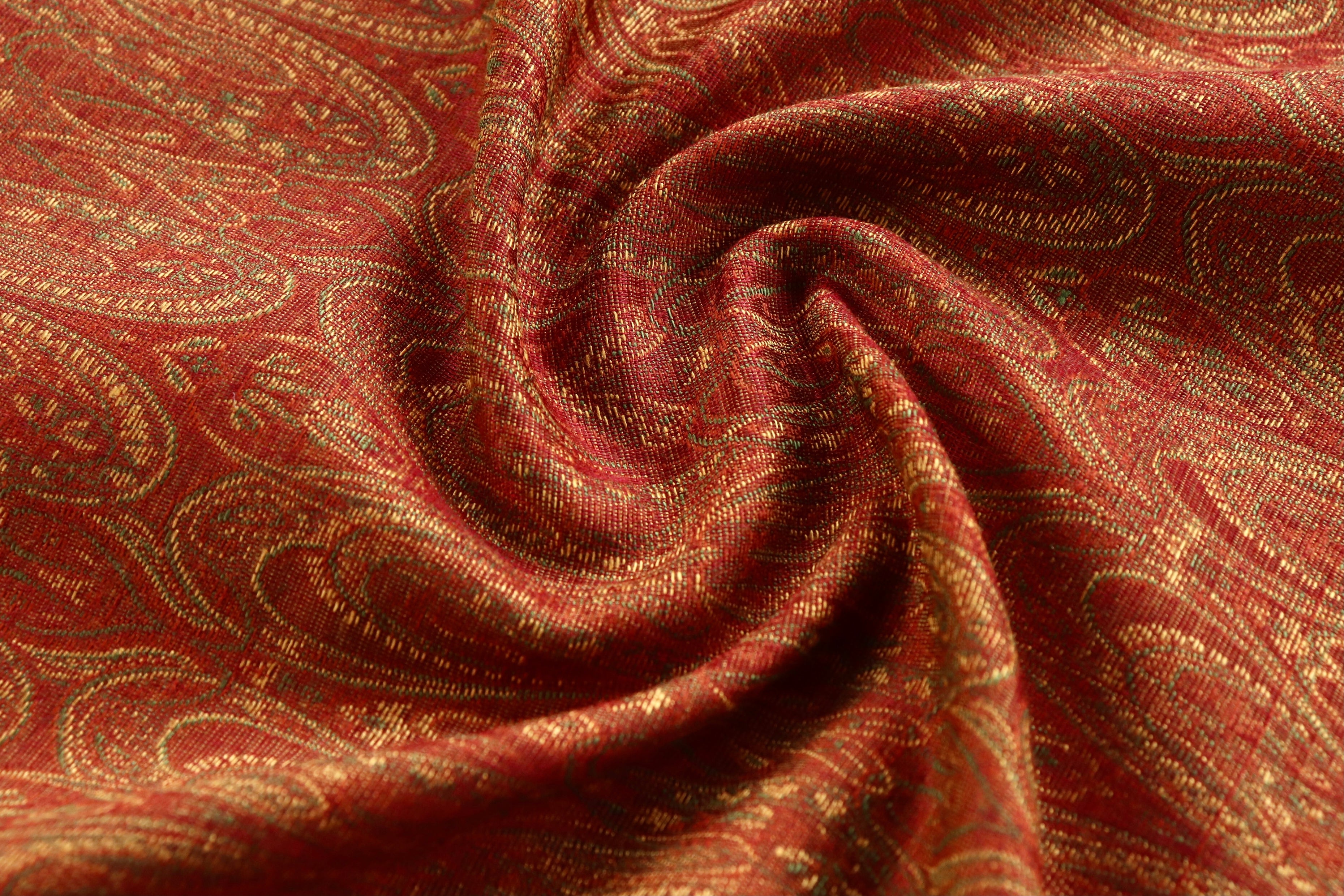 Red & Rust Pure Silk Handloom Banarasi Shawl