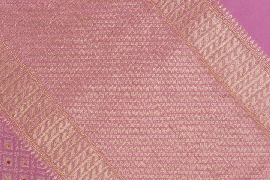 Pink Meenadar Tanchoi Pure Silk Handloom Banarasi Saree