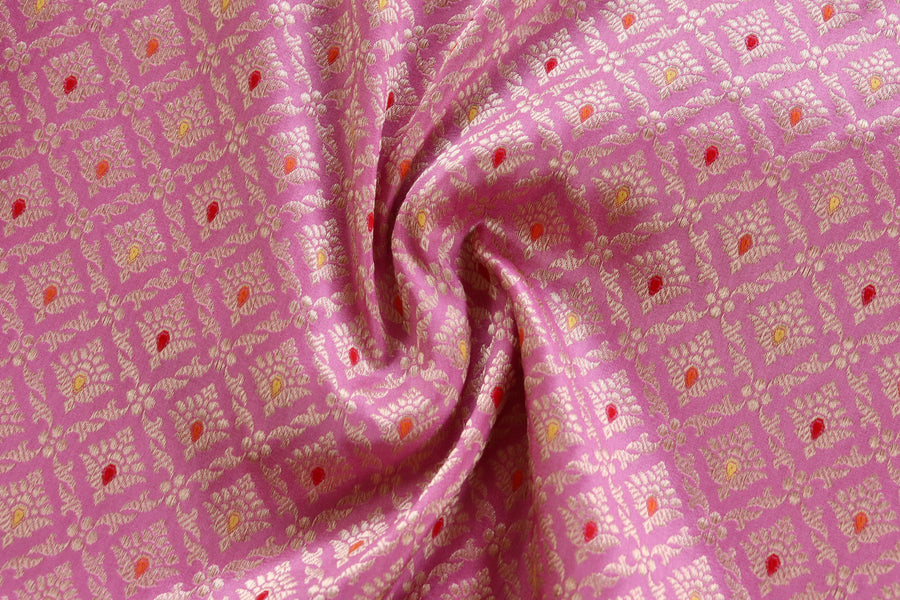 Pink Meenadar Tanchoi Pure Silk Handloom Banarasi Saree