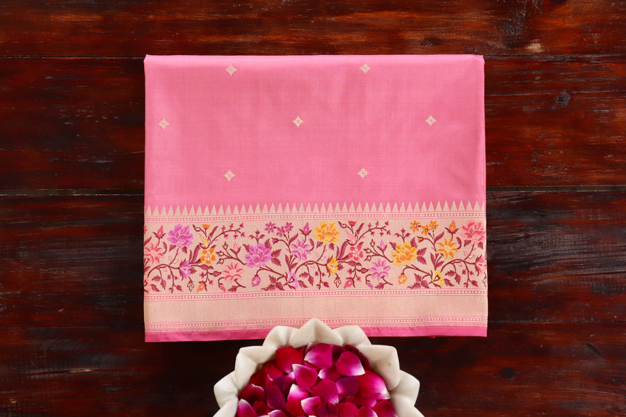 Pink Meenadar Kadhua Pure Silk Banarasi Saree | Stuti Weaves