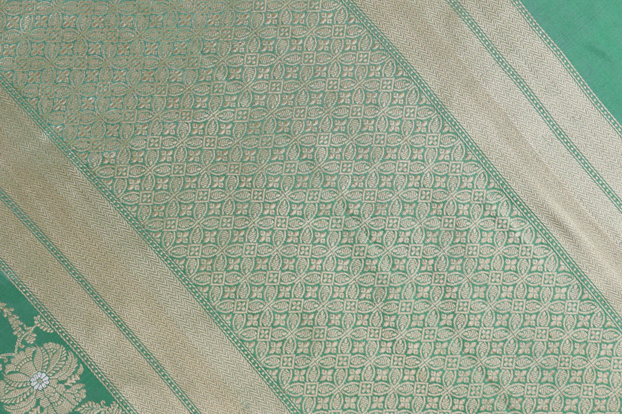 Green Chinar Jangla Pure Silk Handloom Banarasi Saree