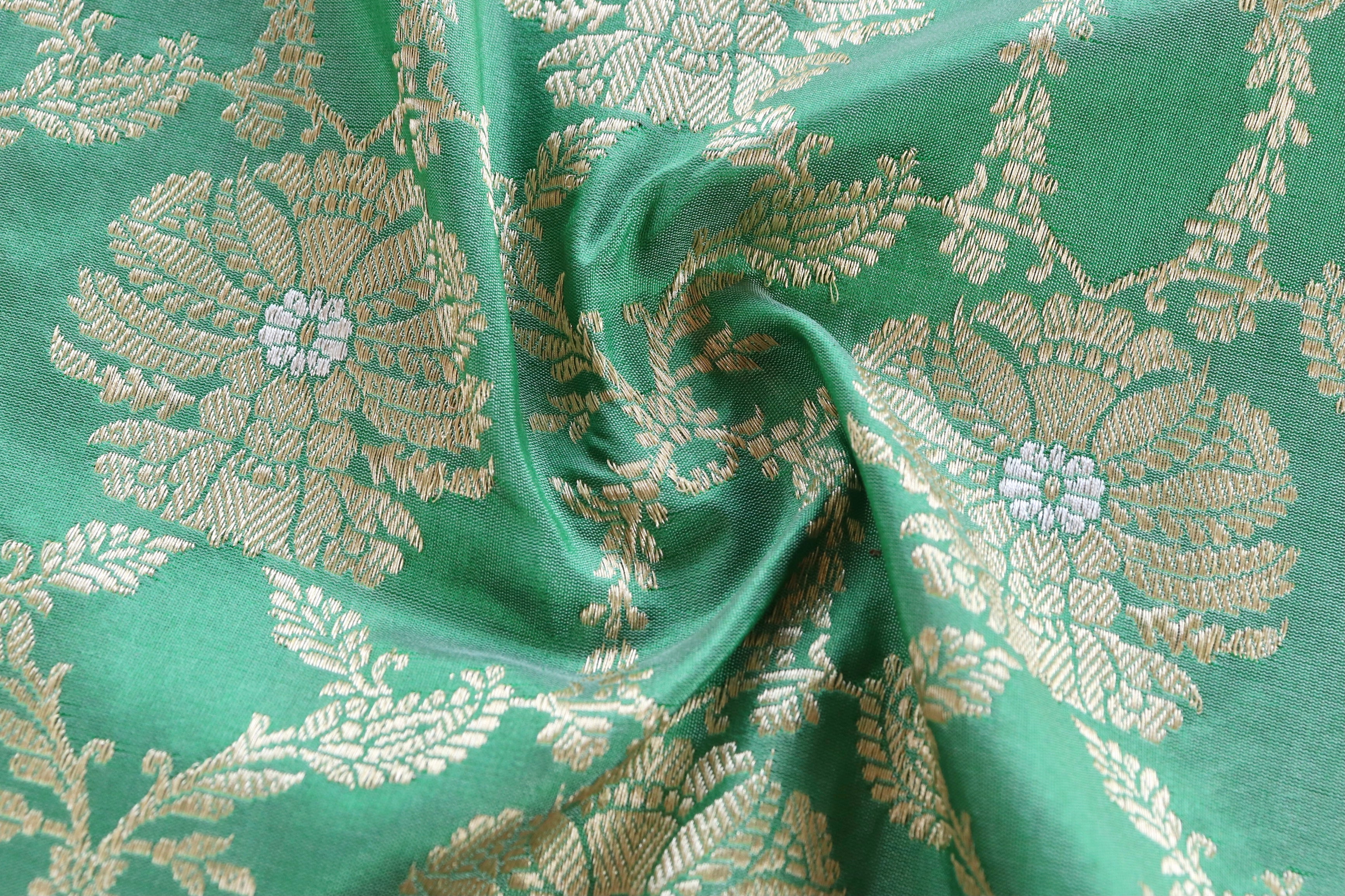 Green Chinar Jangla Pure Silk Handloom Banarasi Saree