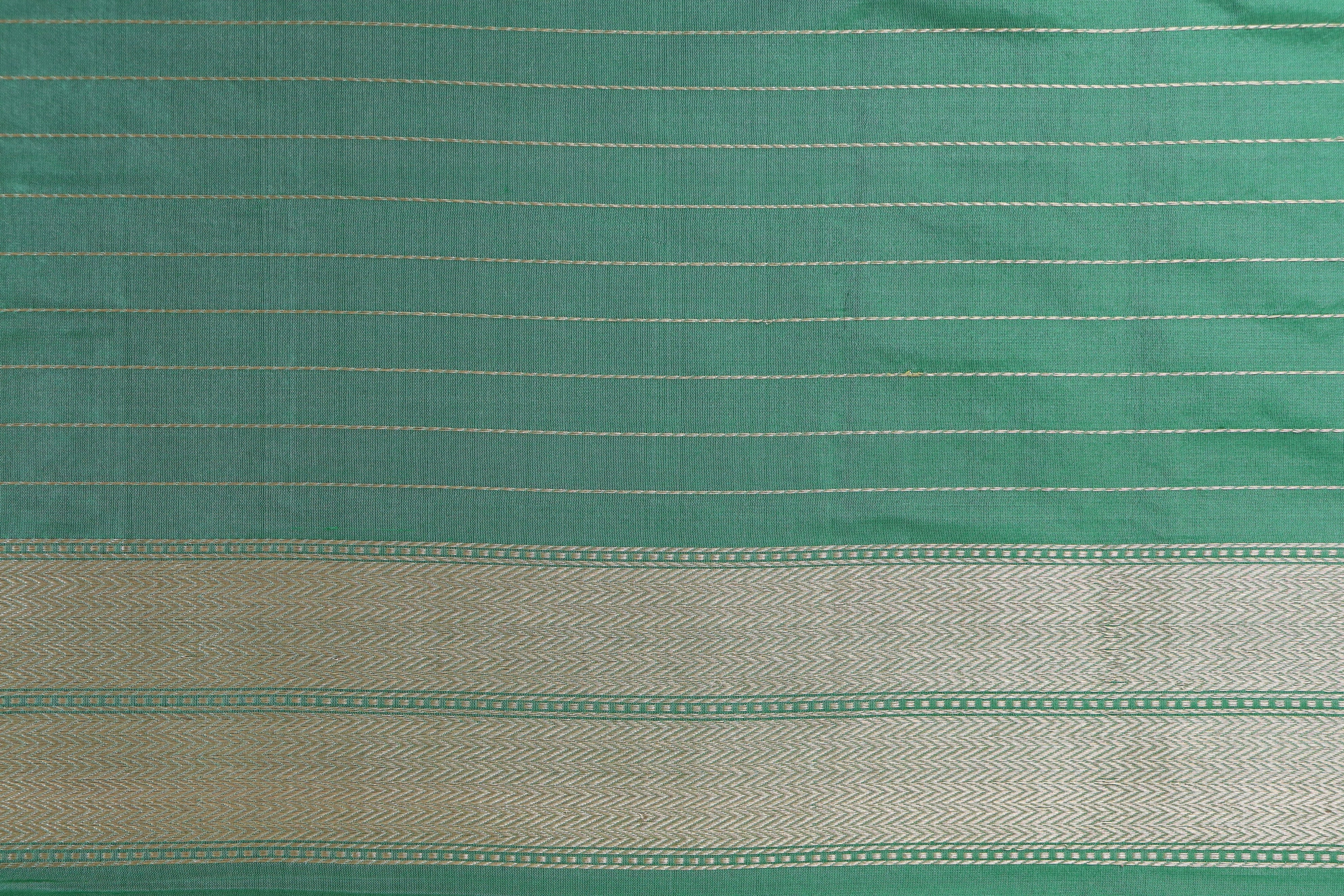 Green Chinar Jangla Pure Silk Handloom Banarasi Saree