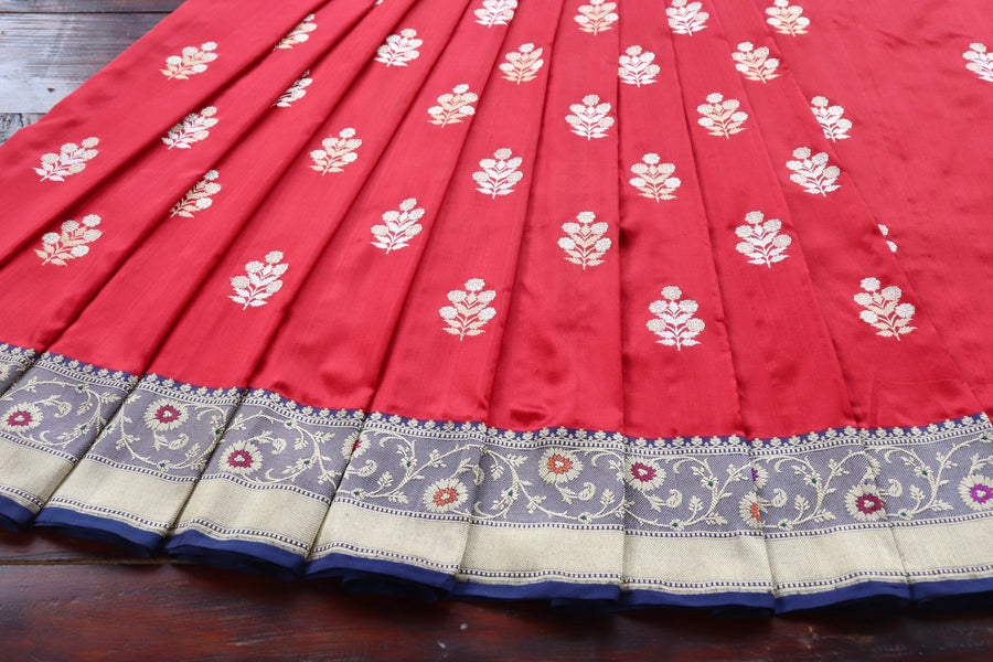 Blouse piece for Bright Red & Blue Sona Rupa saree