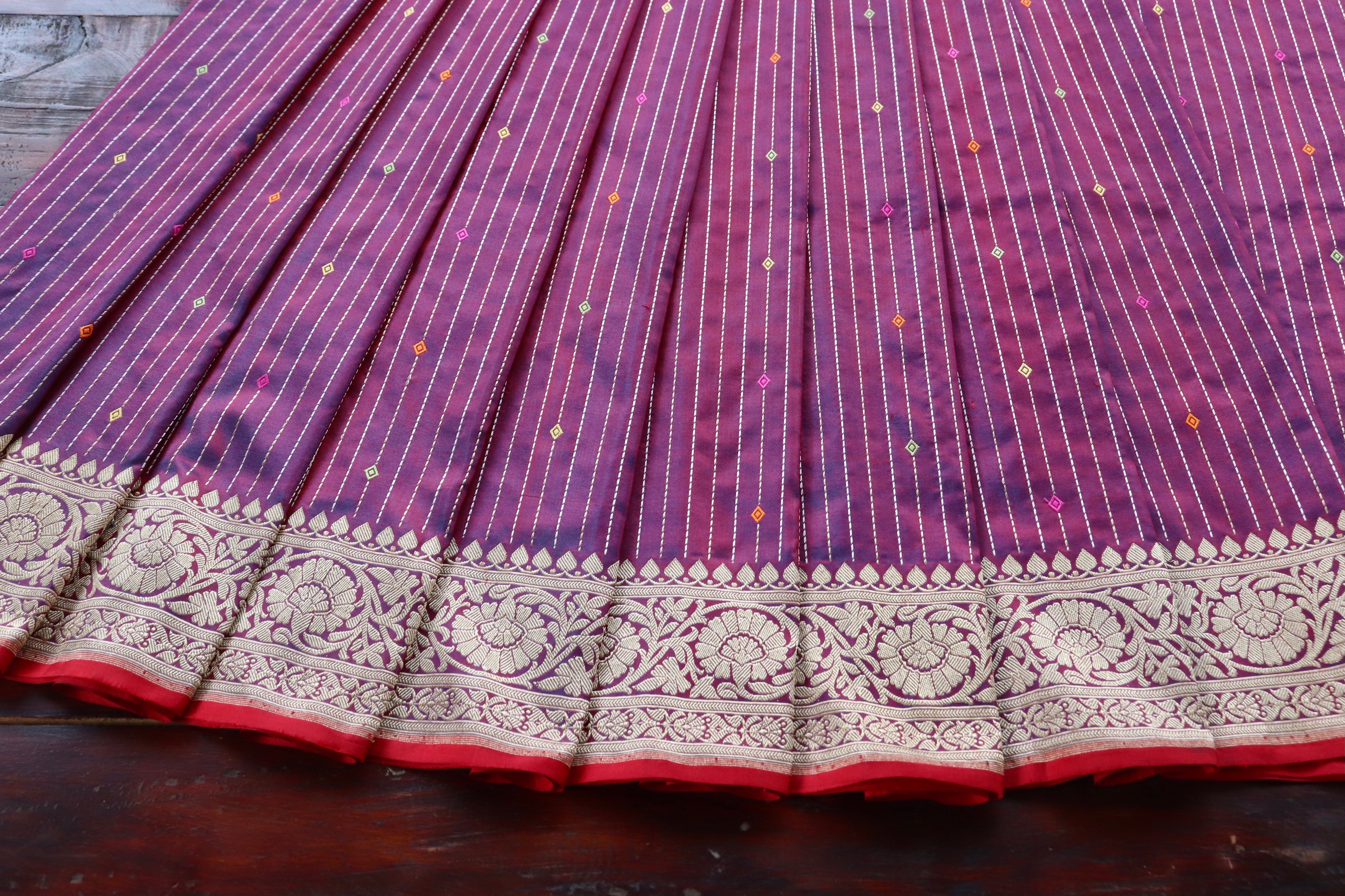 Aubergine Pure Silk Handloom Banarasi Saree