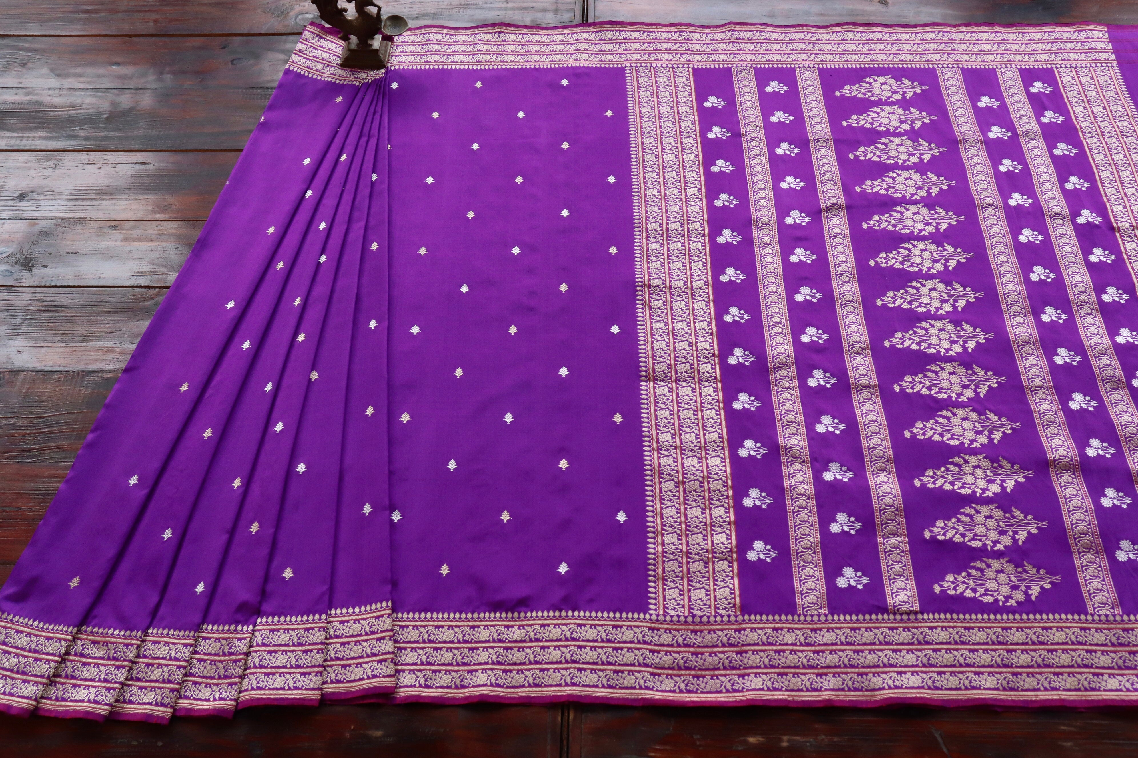 Purple Kadhua Motif Pure Silk Handloom Banarasi Saree