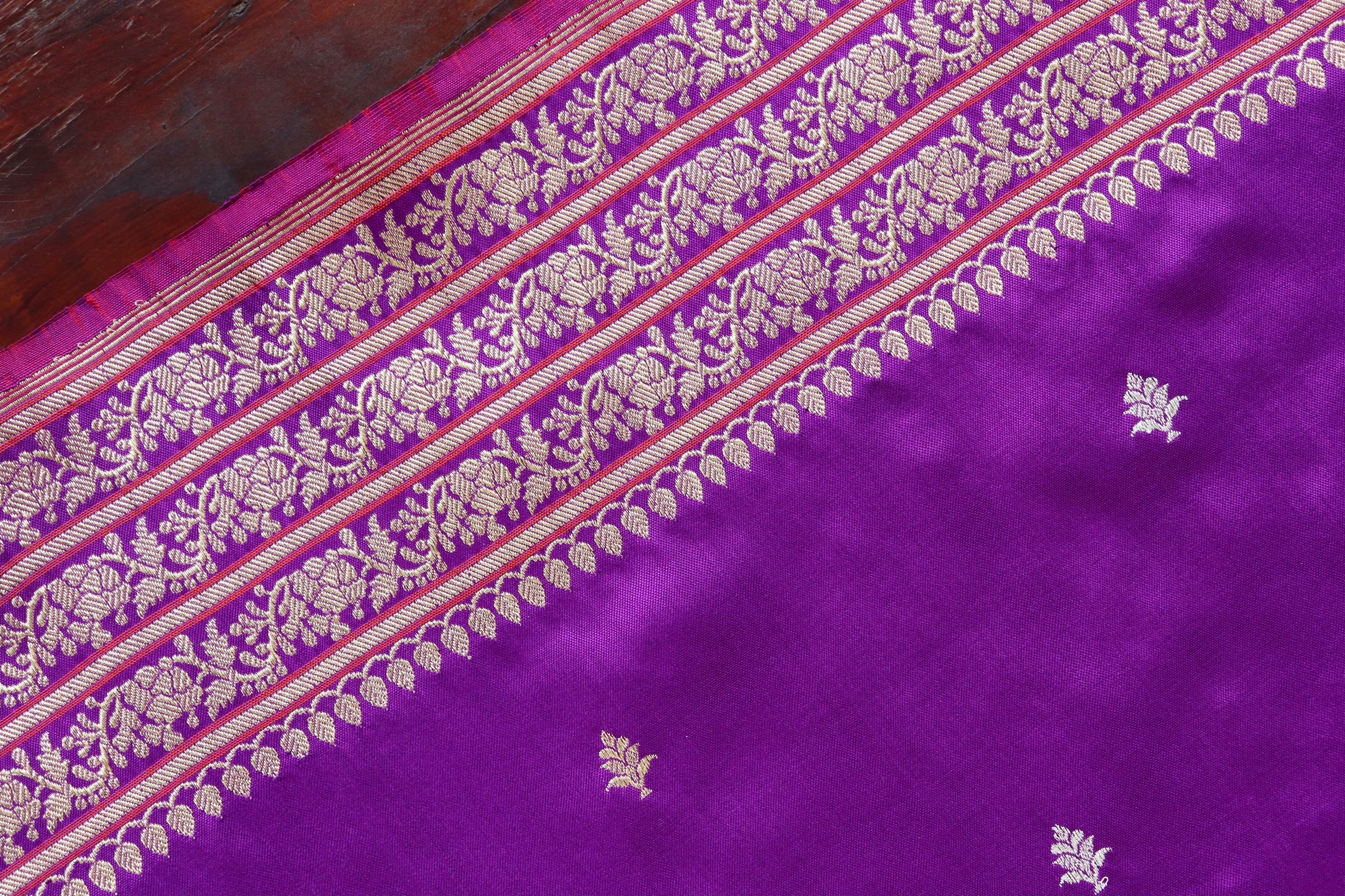 Purple Kadhua Motif Pure Silk Handloom Banarasi Saree