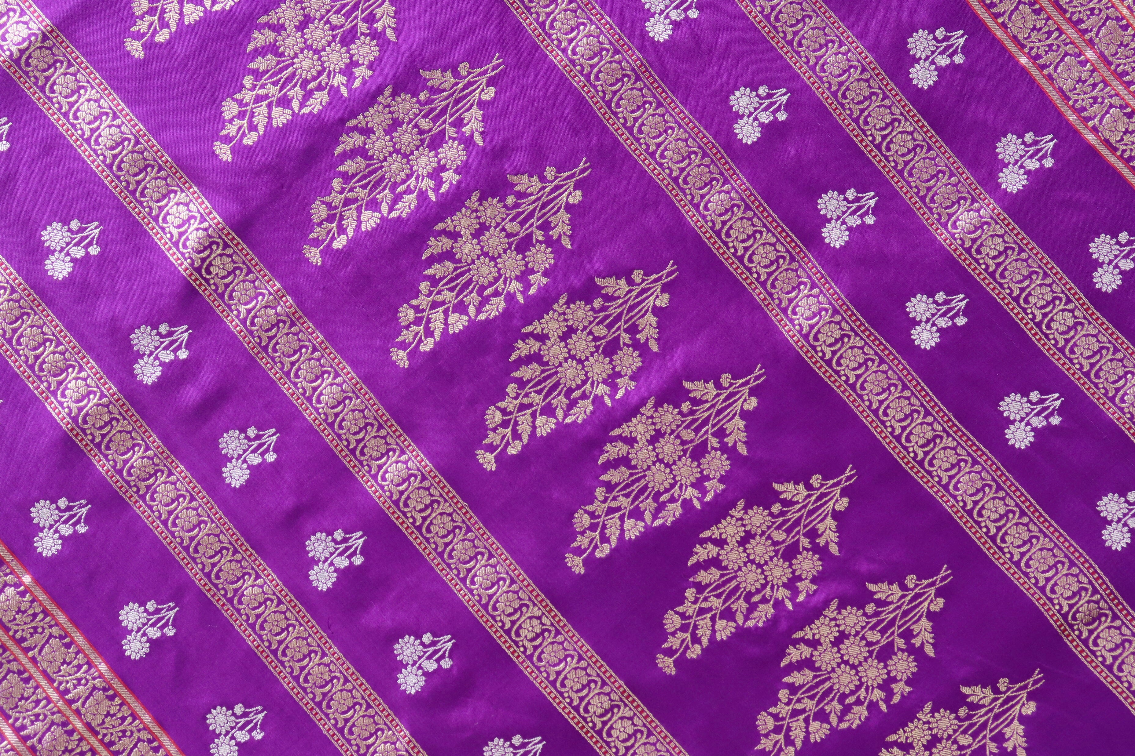 Purple Kadhua Motif Pure Silk Handloom Banarasi Saree