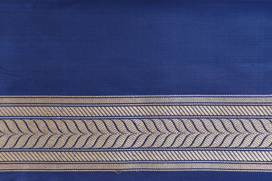 Royal Blue Kadhua Shikargah Pure Silk Handloom Banarasi Saree