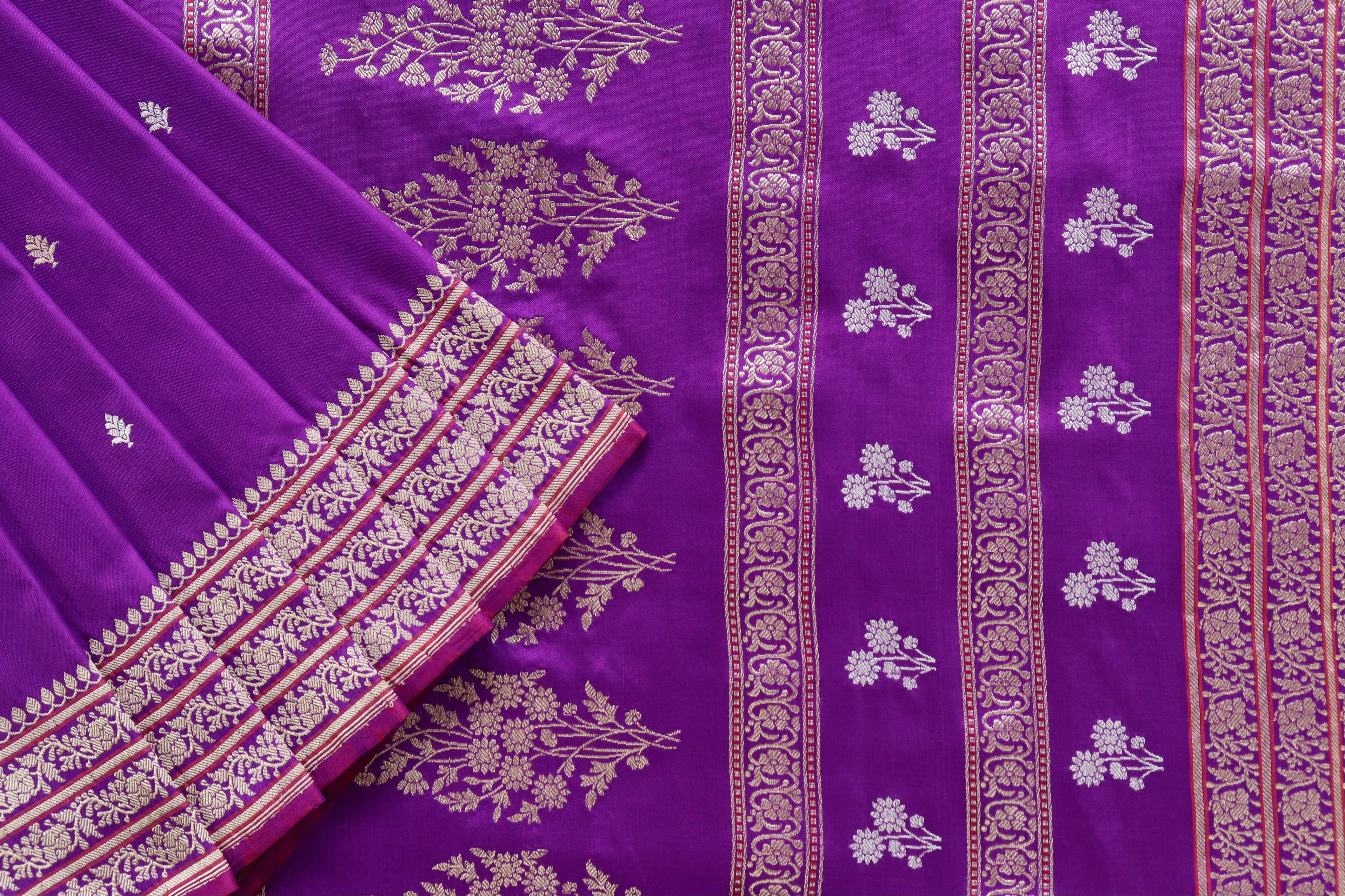 Purple Kadhua Motif Pure Silk Handloom Banarasi Saree