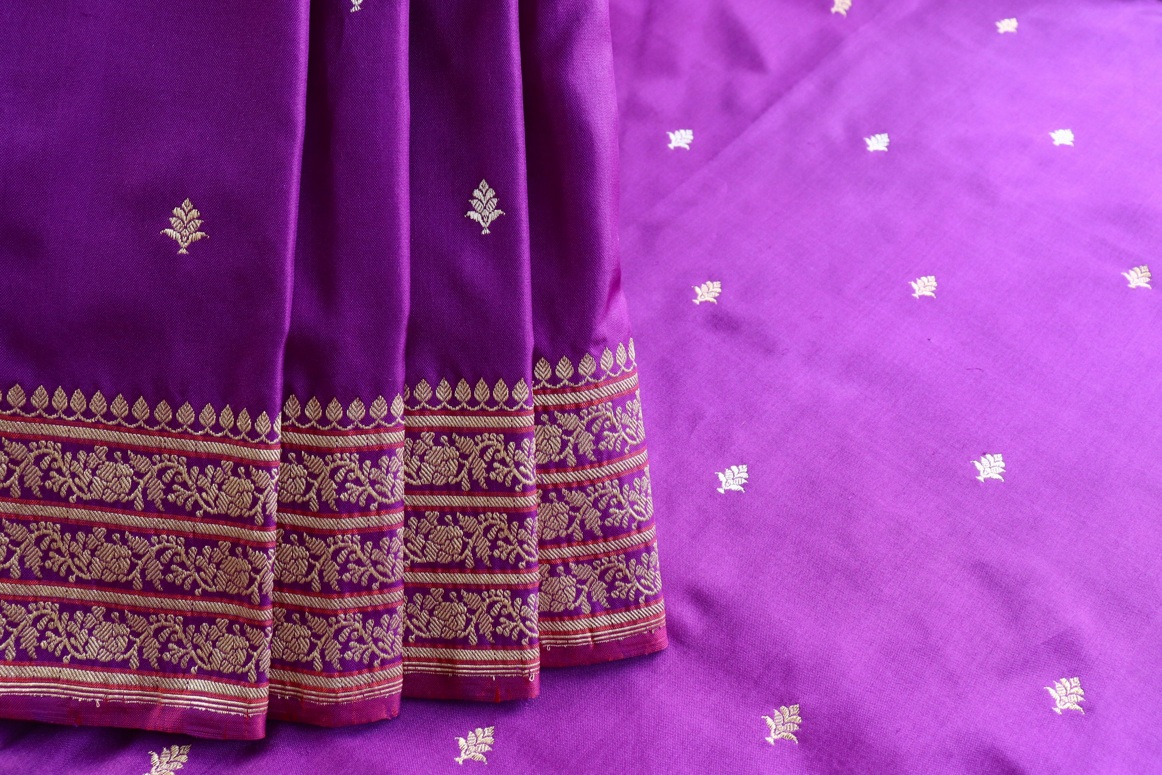 Purple Kadhua Motif Pure Silk Handloom Banarasi Saree