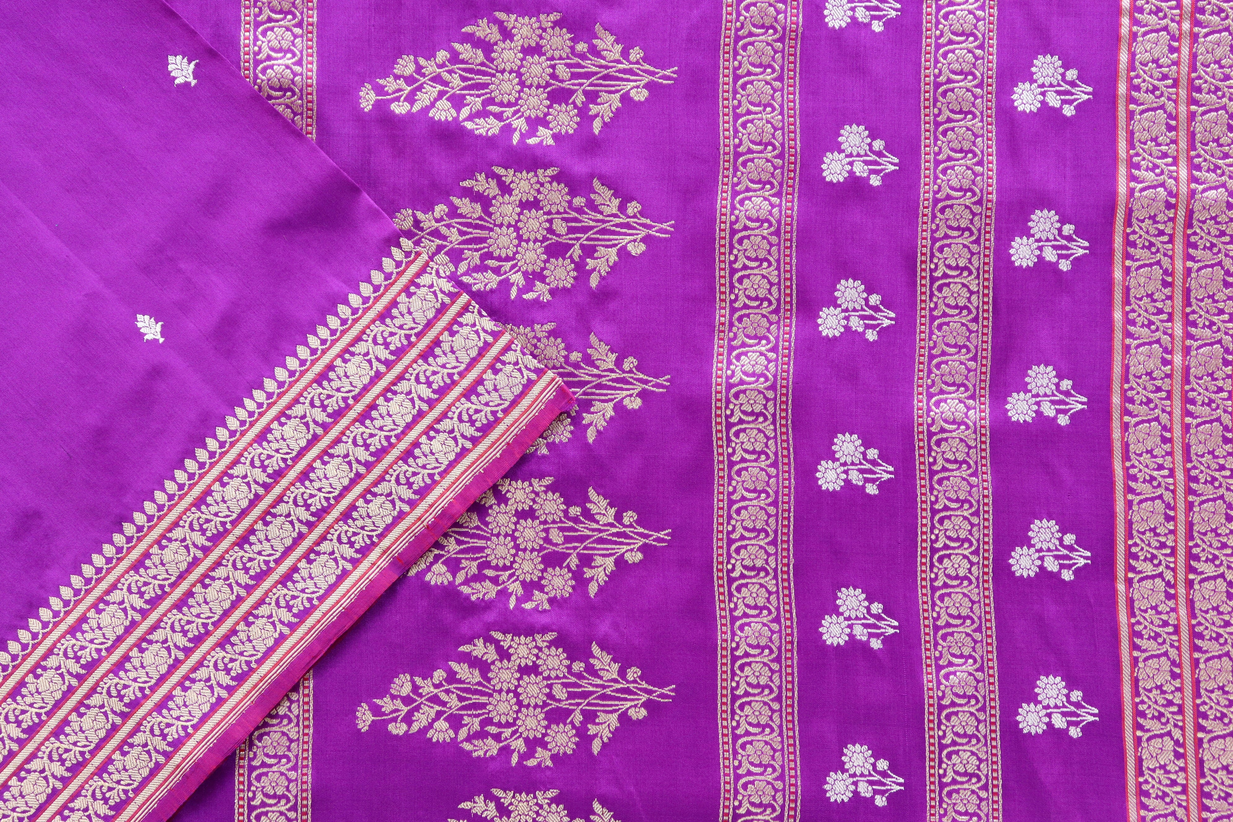 Purple Kadhua Motif Pure Silk Handloom Banarasi Saree