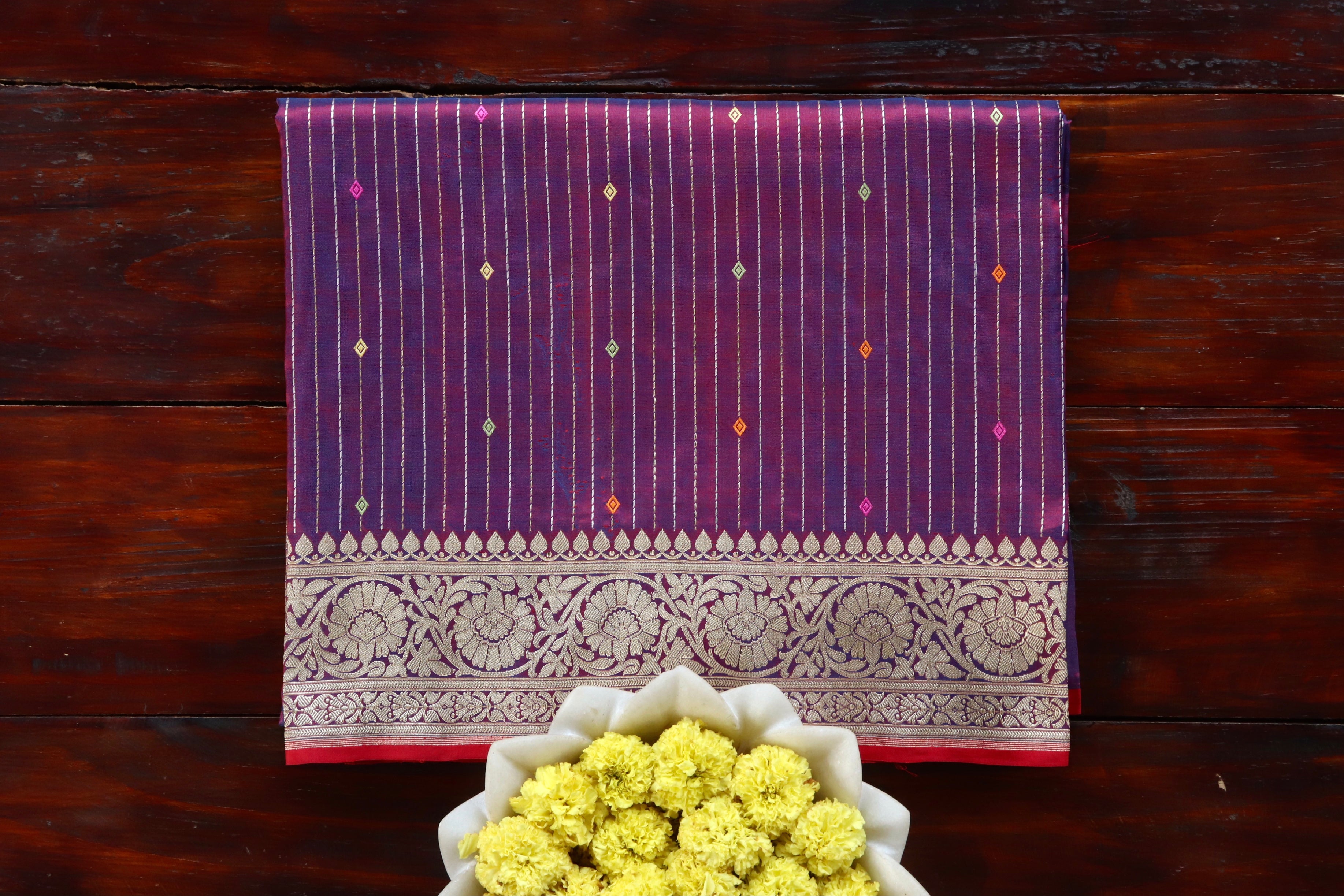 Aubergine Pure Silk Handloom Banarasi Saree