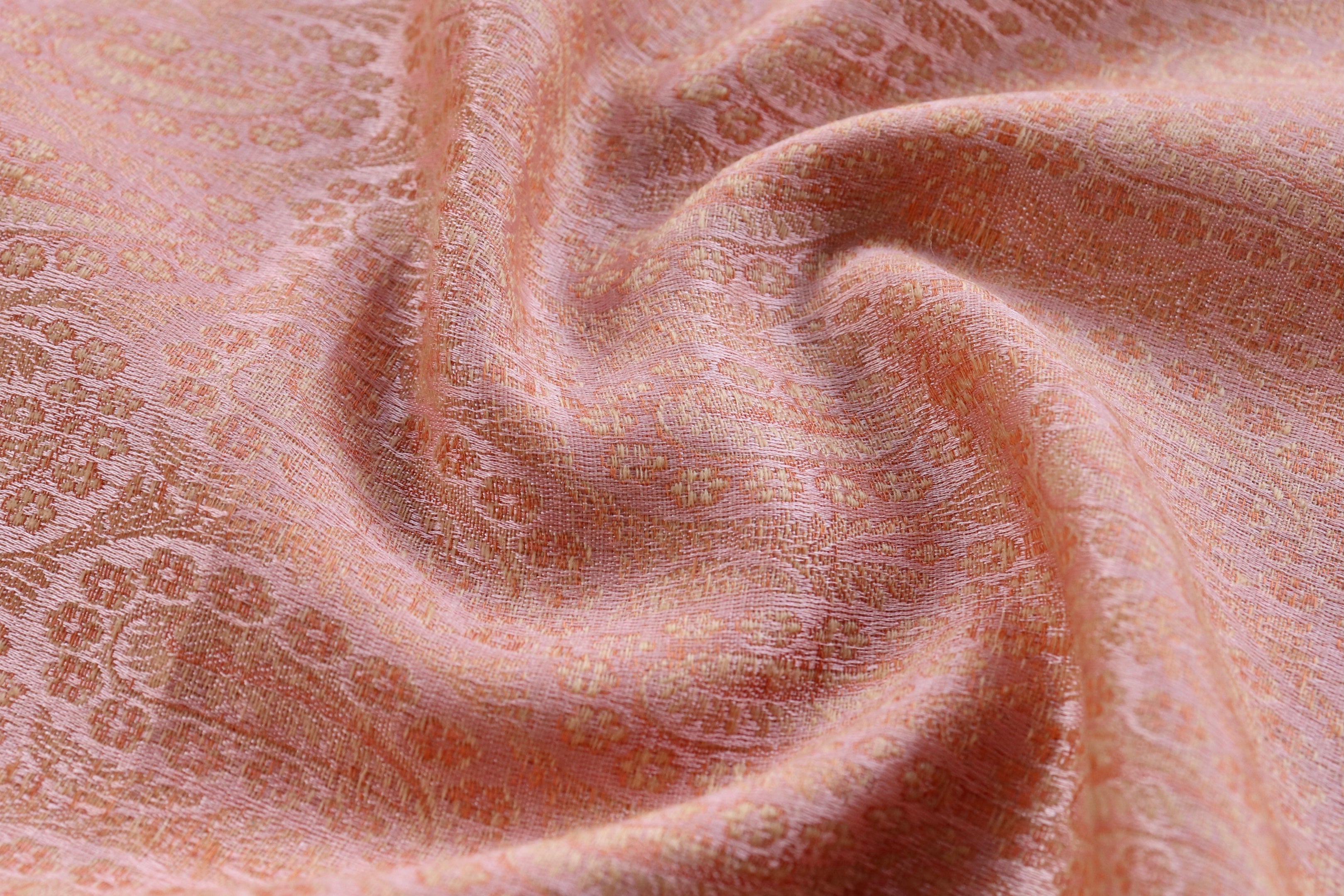 Salmon Pure Silk Handloom Banarasi Shawl