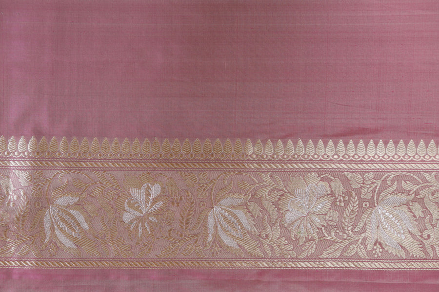 Pale Pink Chinar Jangla Pure Silk Banarasi Saree | Stuti Weaves
