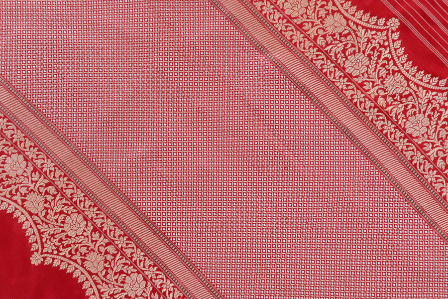Red Butterfly Motif Pure Silk Handloom Banarasi Saree
