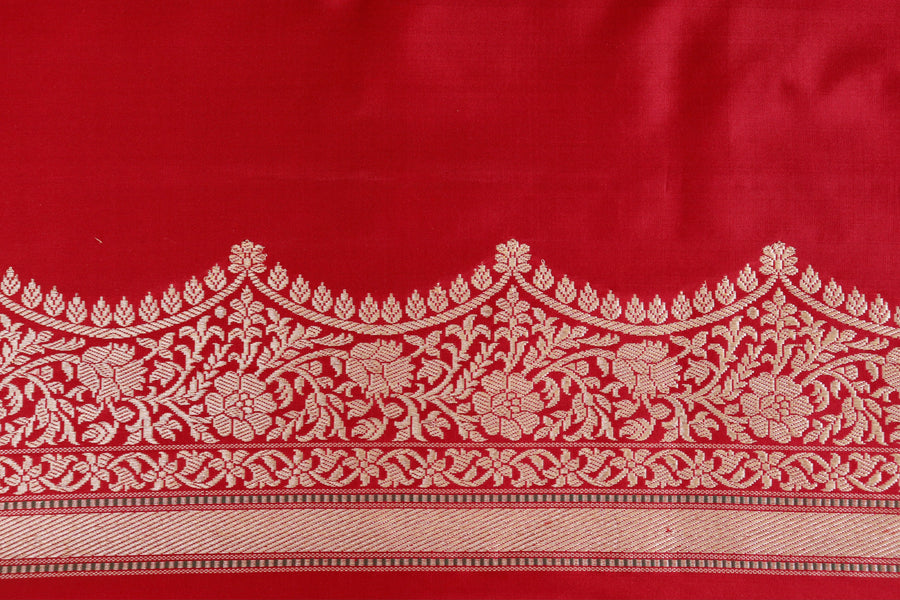 Red Butterfly Motif Pure Silk Handloom Banarasi Saree