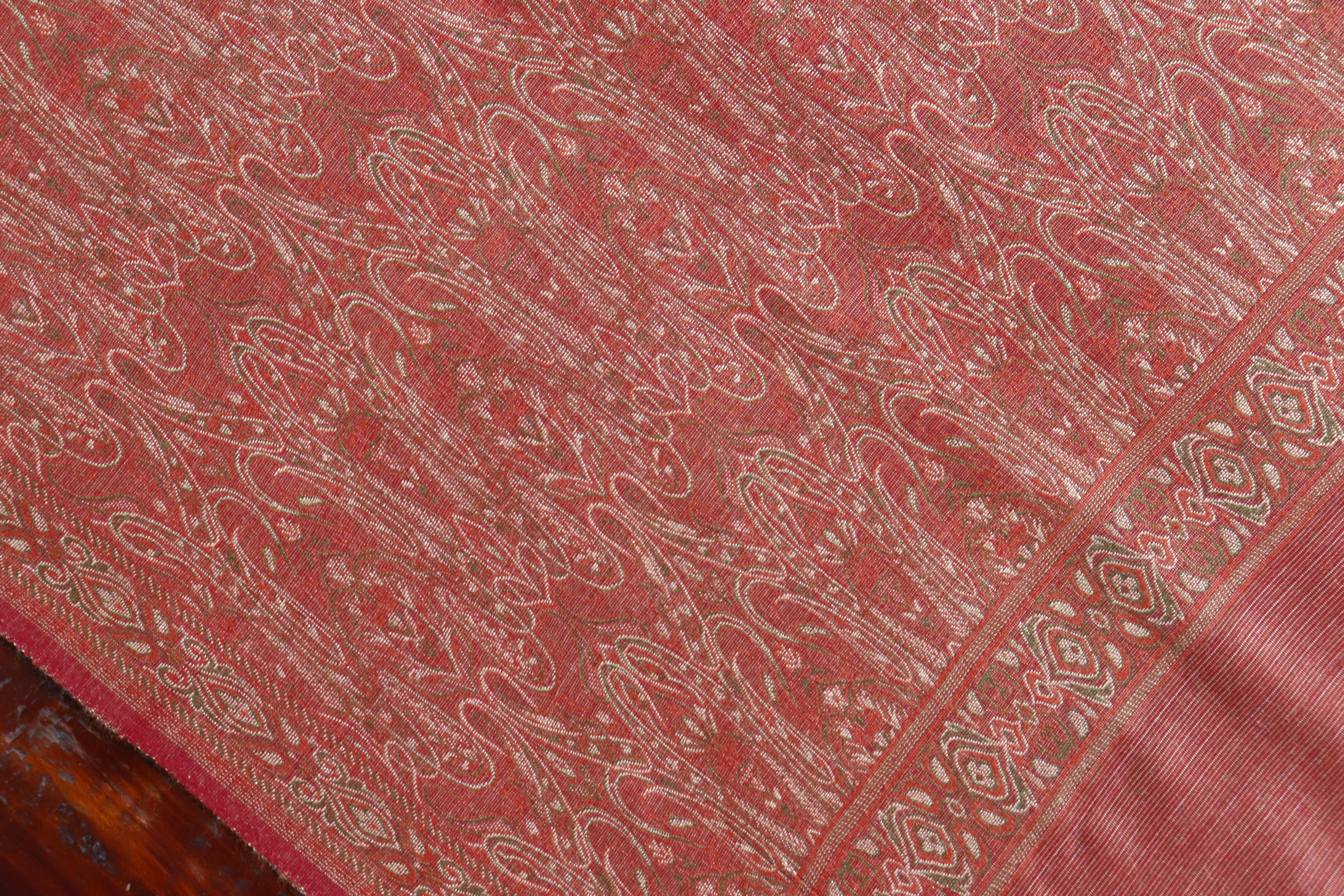 Maroon Pure & Wool Silk Handloom Banarasi Shawl