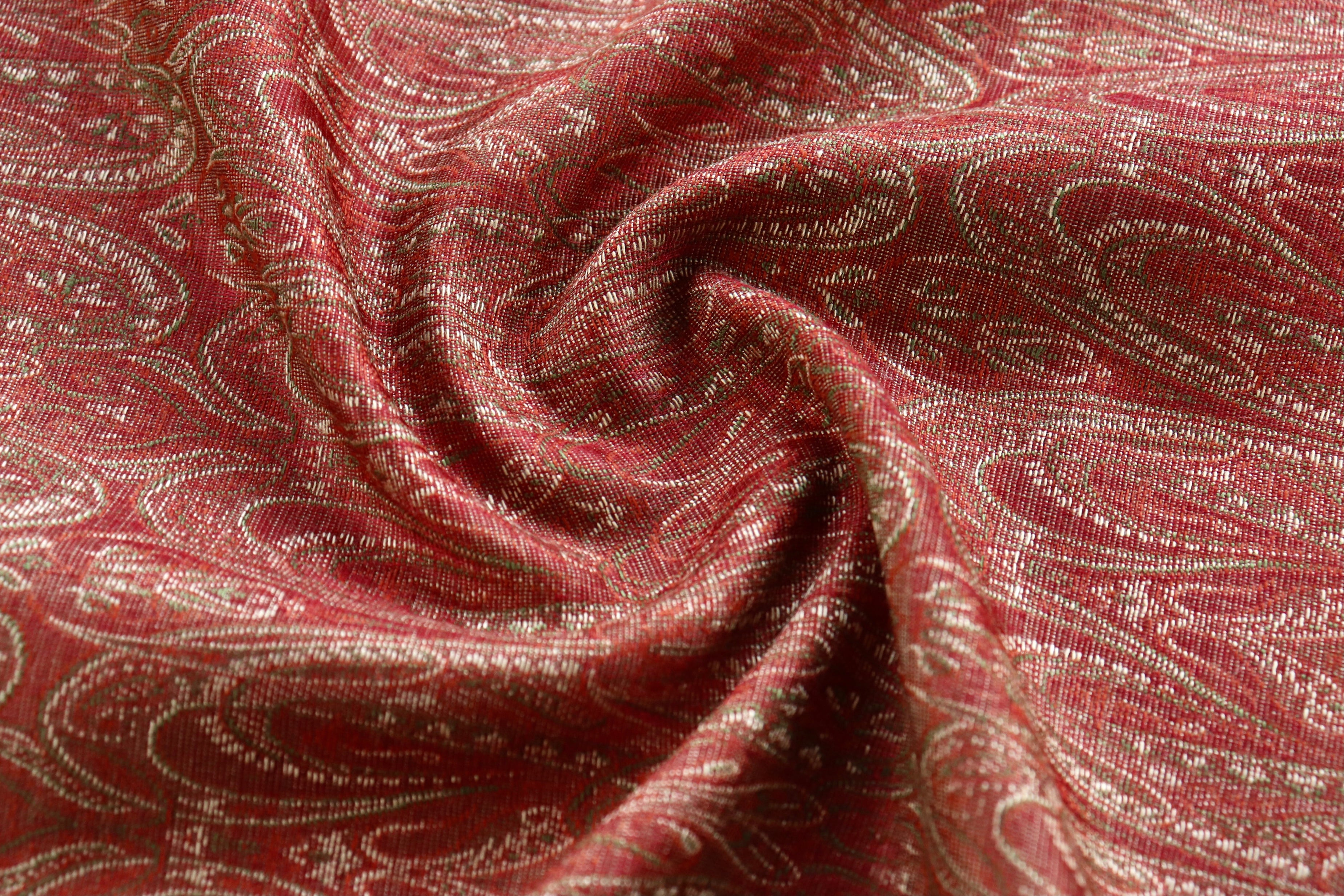 Maroon Pure & Wool Silk Handloom Banarasi Shawl