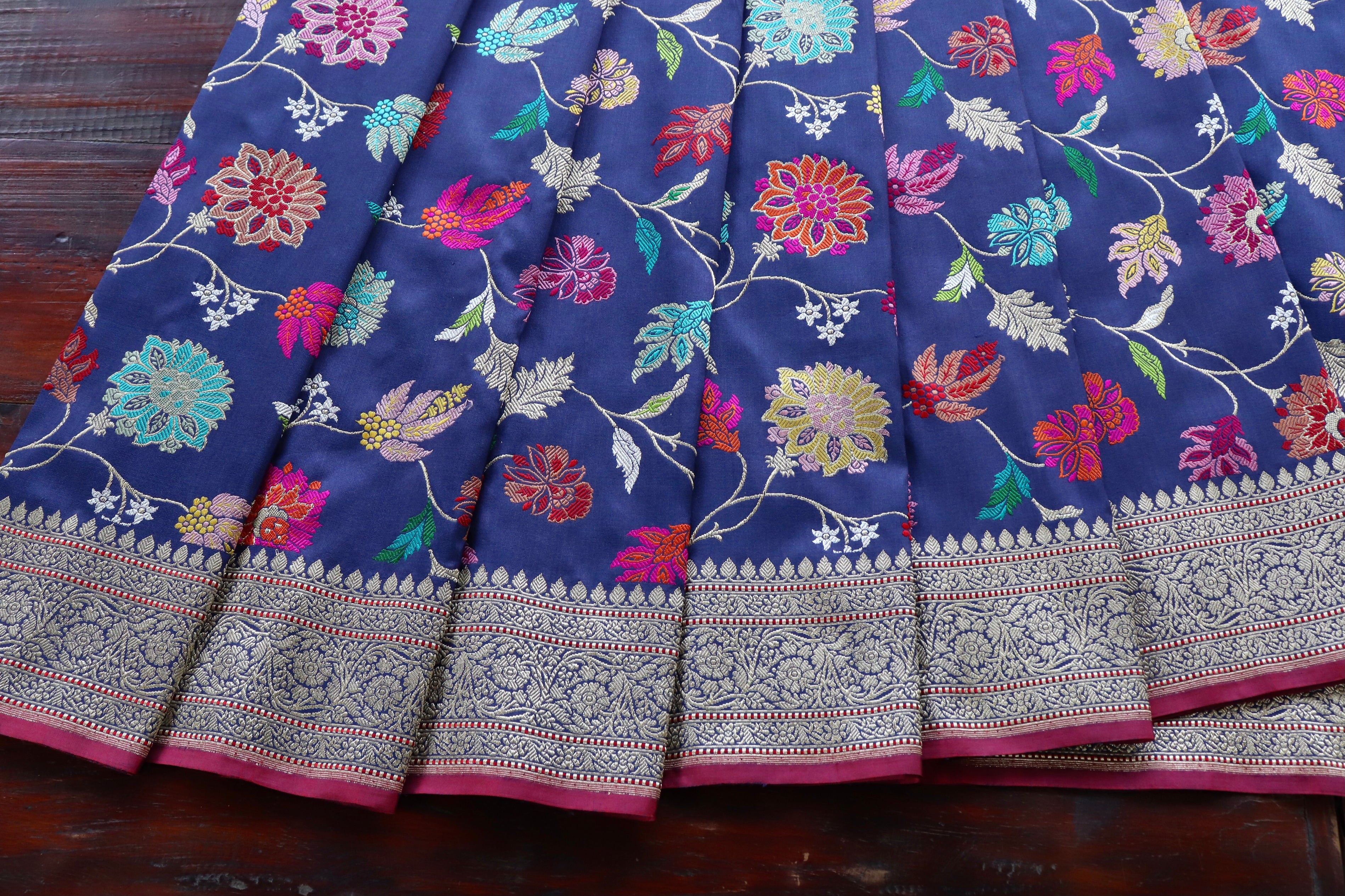 Blue Kimkhab Pure Silk Handloom Banarasi Saree