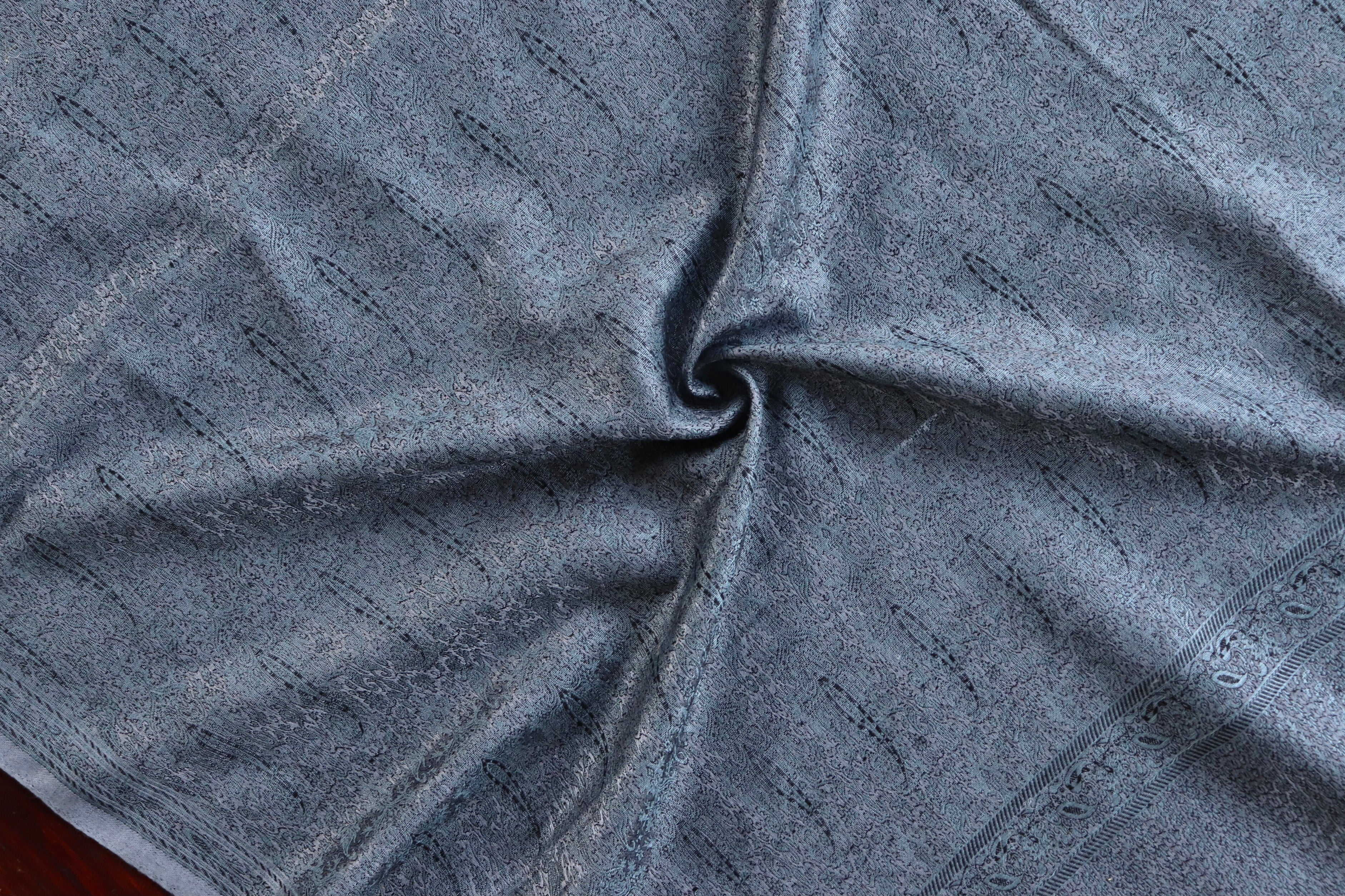 Grey Pure Silk Handloom Banarasi Shawl