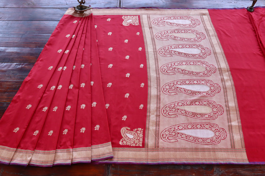 Red Kadhua Motif Pure Silk Handloom Banarasi Saree