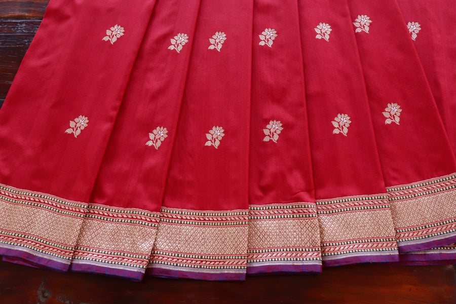 Red Kadhua Motif Pure Silk Handloom Banarasi Saree