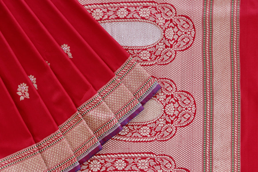 Red Kadhua Motif Pure Silk Handloom Banarasi Saree
