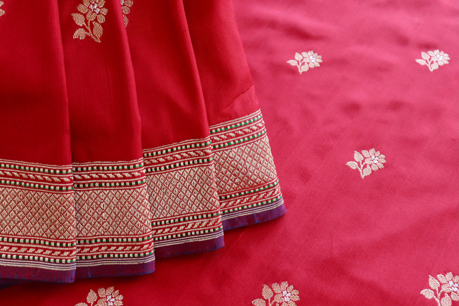 Red Kadhua Motif Pure Silk Handloom Banarasi Saree