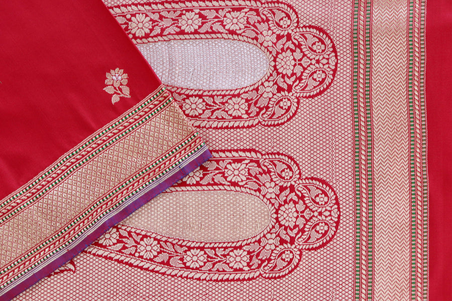 Red Kadhua Motif Pure Silk Handloom Banarasi Saree