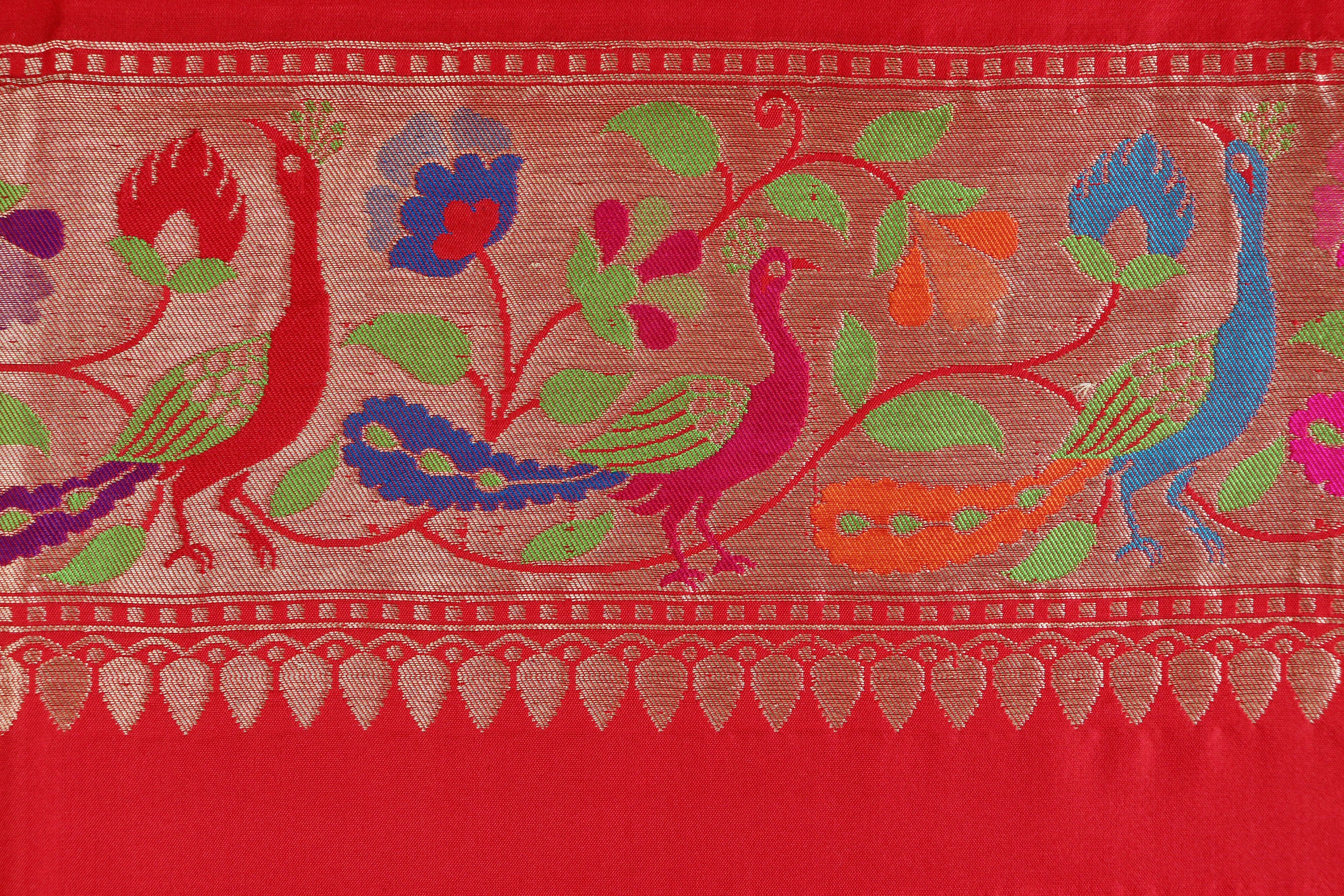 Red Pure Silk Handloom Banarasi Saree