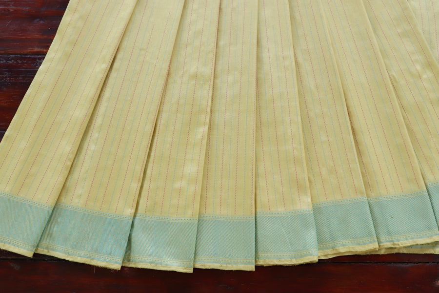 Lemon Yellow Kadhua Motif Silk Handloom Saree