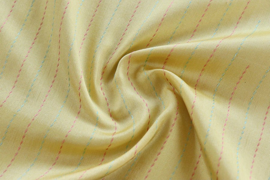 Lemon Yellow Kadhua Motif Silk Handloom Saree