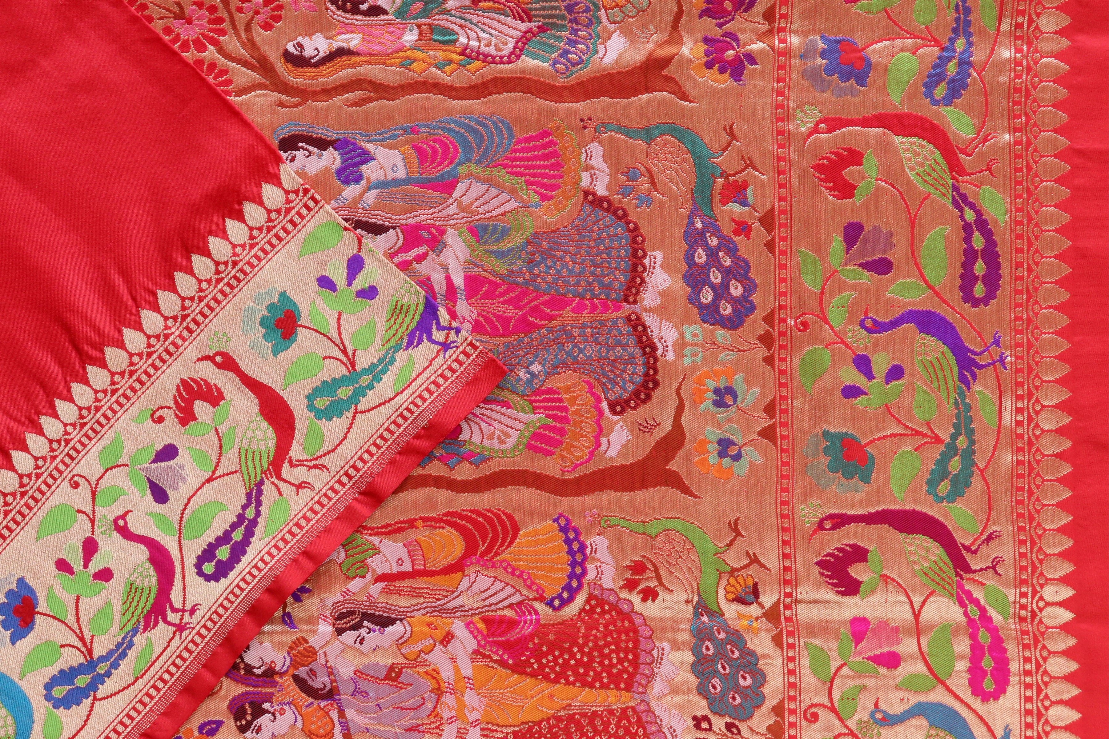 Red Pure Silk Handloom Banarasi Saree
