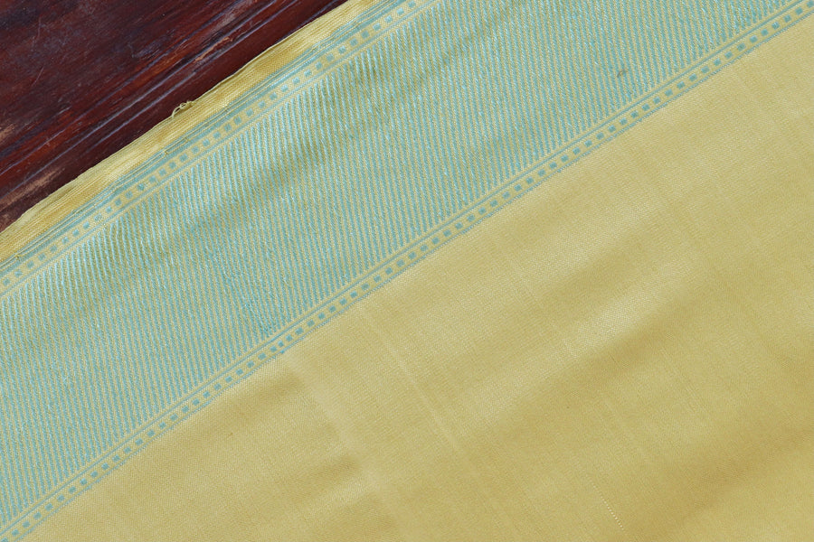 Lemon Yellow Kadhua Motif Silk Handloom Saree