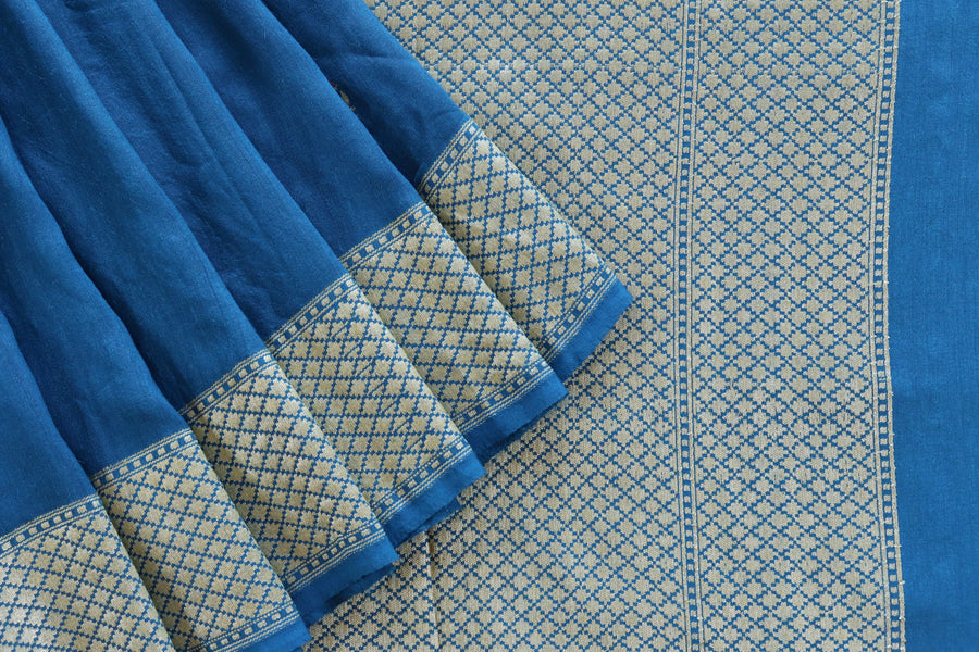 Blue Kadhua Motif Munga Silk Handloom Saree