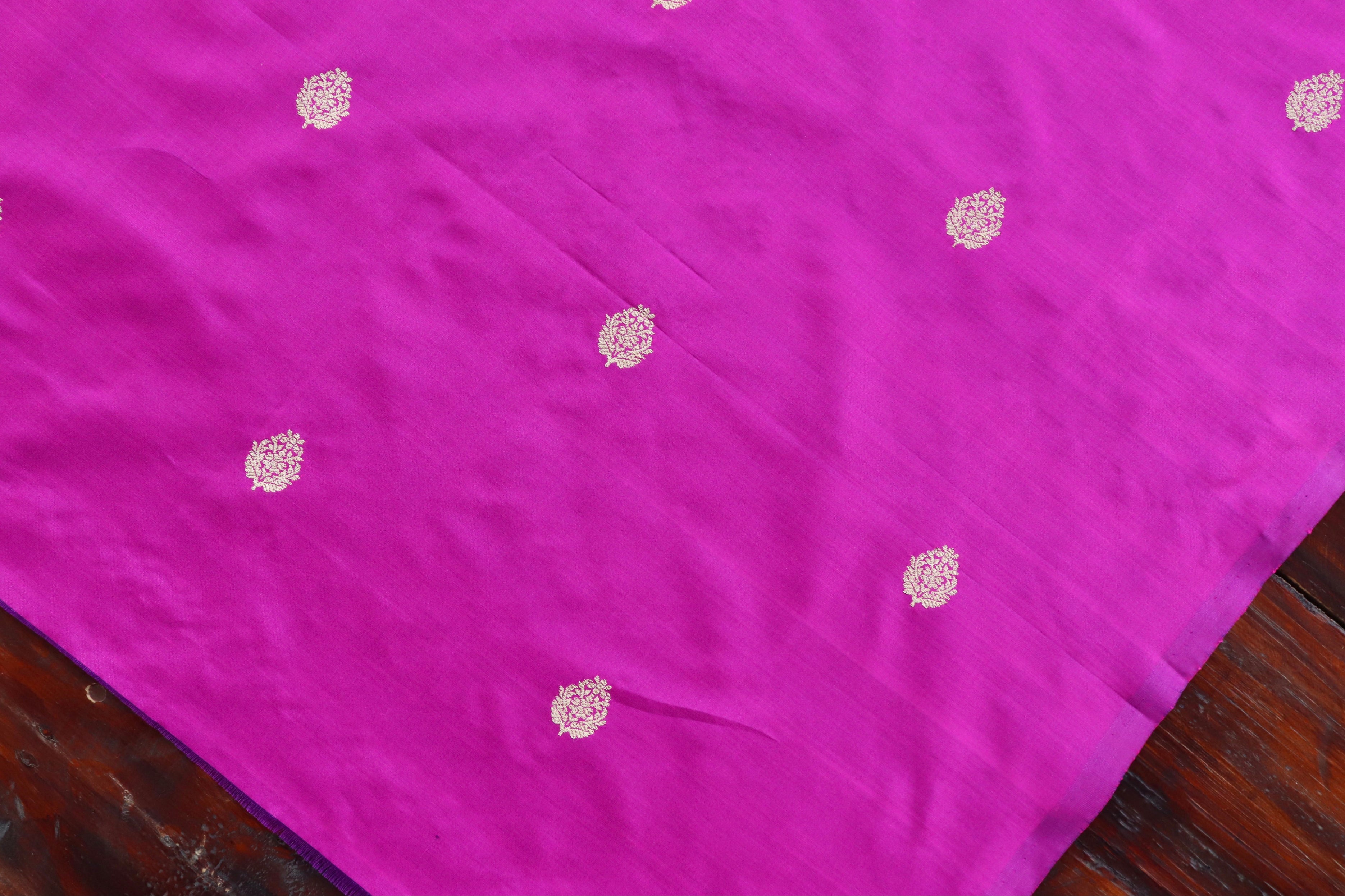 Purple Kadhua Pure Silk Handloom Banarasi Fabric Thaan