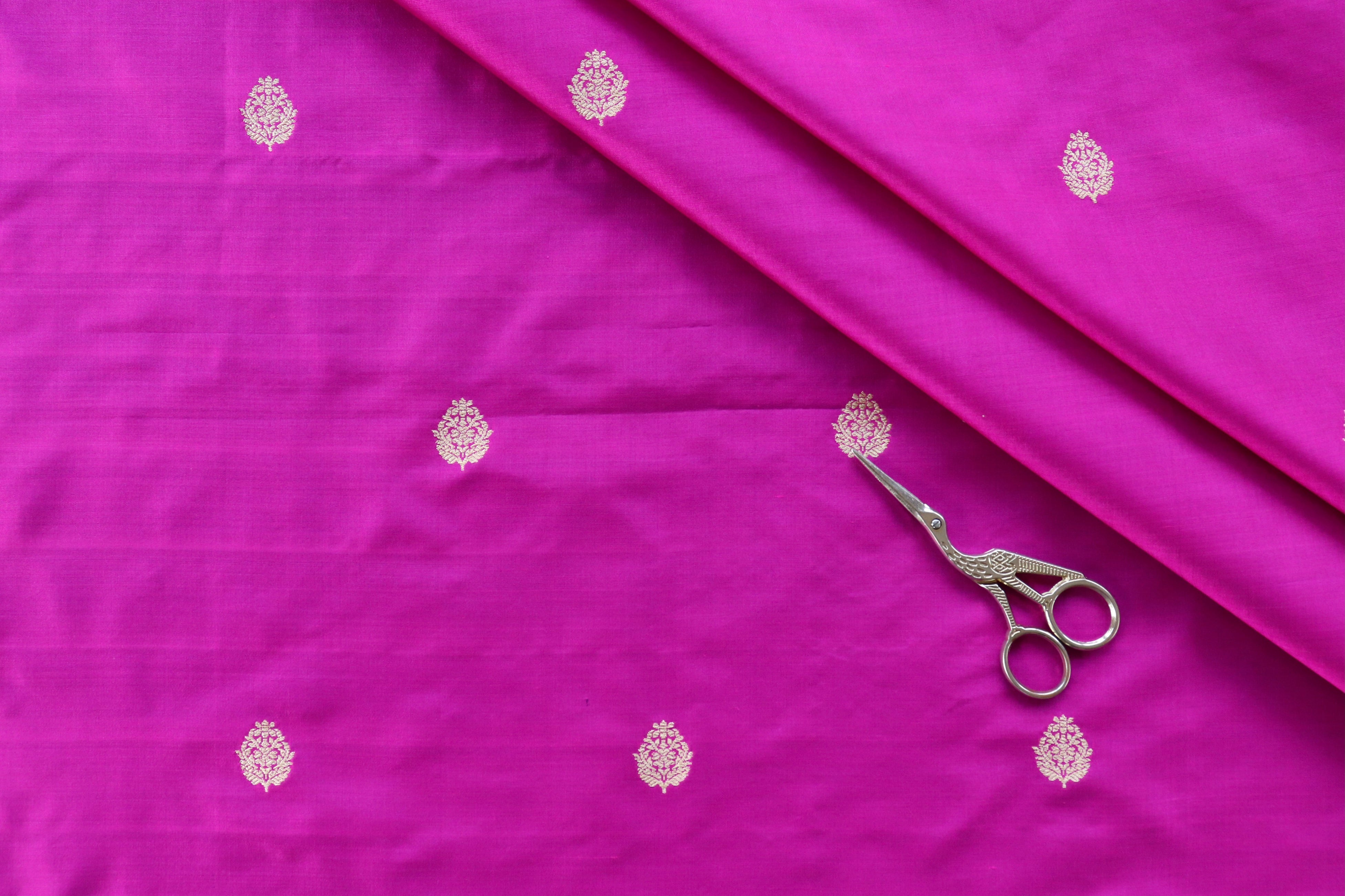 Purple Kadhua Pure Silk Handloom Banarasi Fabric Thaan