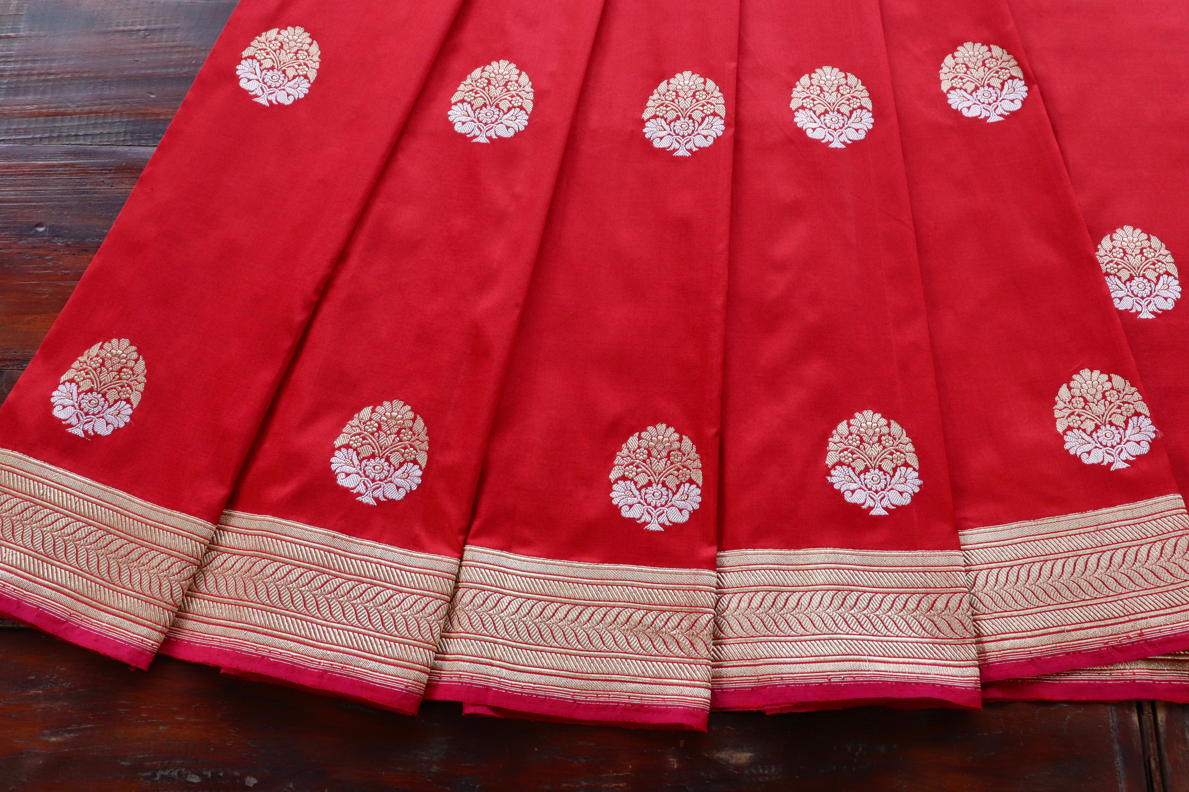 Red Sona Rupa Pure Silk Handloom Banarasi Saree