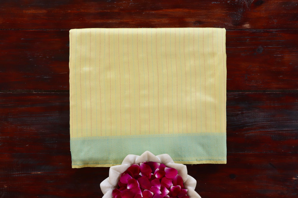 Lemon Yellow Kadhua Motif Silk Saree | Stuti Weaves