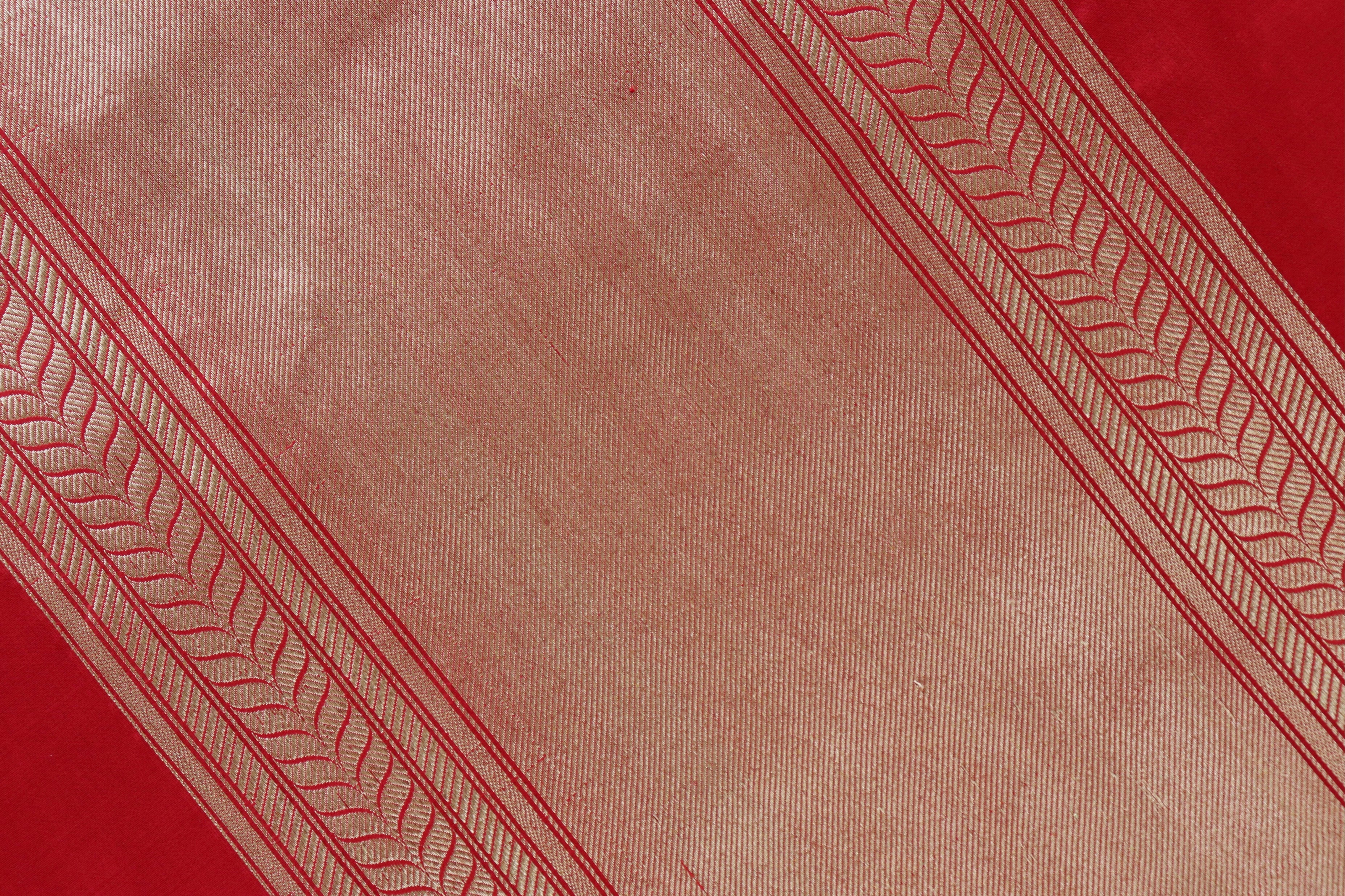 Red Sona Rupa Pure Silk Handloom Banarasi Saree