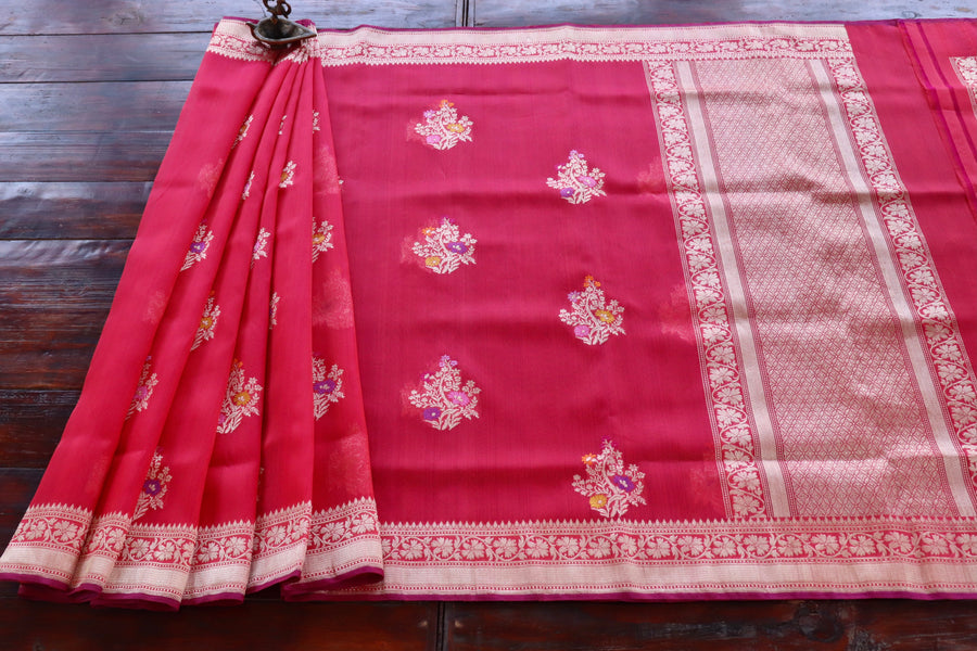 Red Kadhua Organza Handloom Banarasi Saree