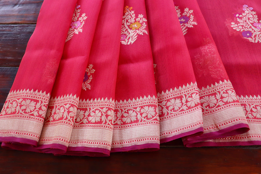 Red Kadhua Organza Handloom Banarasi Saree