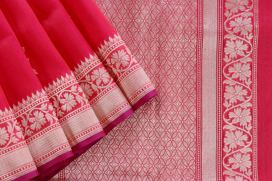 Red Kadhua Organza Handloom Banarasi Saree