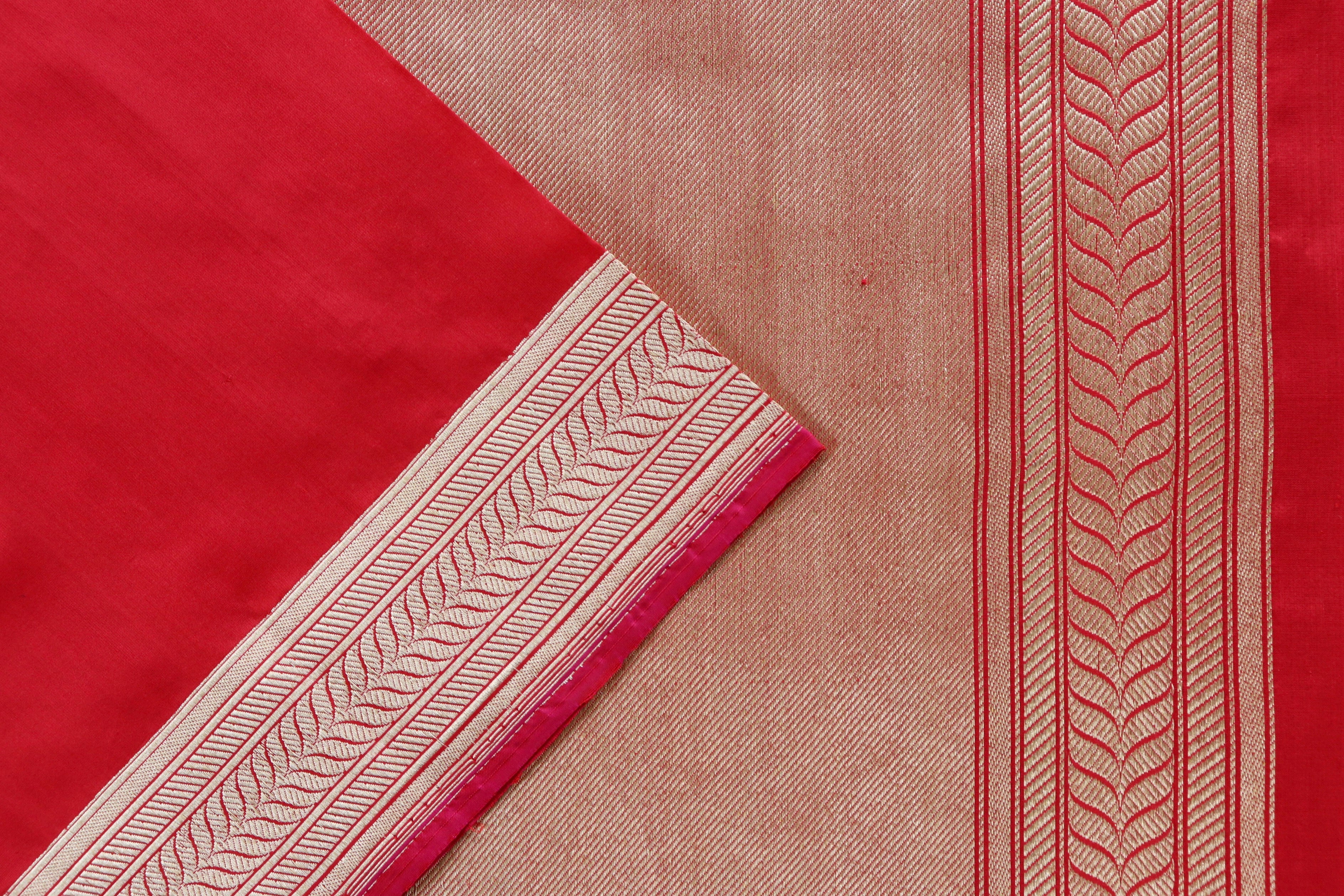 Red Sona Rupa Pure Silk Handloom Banarasi Saree