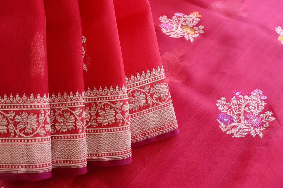 Red Kadhua Organza Handloom Banarasi Saree